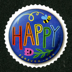 Happy United States Postage Stamp | Pinback Buttons