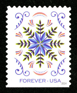 Blue Flower - Green Leaves United States Postage Stamp | Holiday Joy - 2024