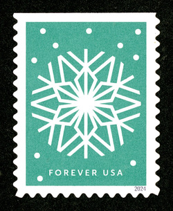 Snowflake - Light Green Background United States Postage Stamp | Winter Whimsy