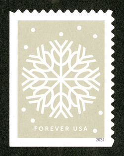Snowflake - Gray Background United States Postage Stamp | Winter Whimsy