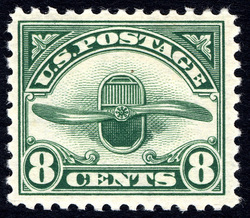 Wooden Propeller and Airplane Radiator - Green United States Postage Stamp