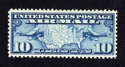 United States Map - Airmail Biplanes - Blue United States Postage Stamp