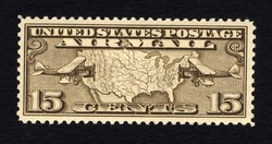 United States Map - Airmail Biplanes - Brown United States Postage Stamp