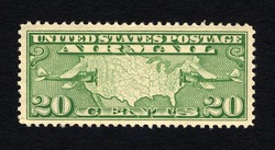 United States Map - Airmail Biplanes - Green United States Postage Stamp