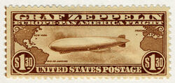 Graf Zeppelin - Europe Pan America Flight - Brown United States Postage Stamp