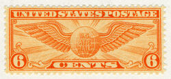 Winged Globe - Orange United States Postage Stamp