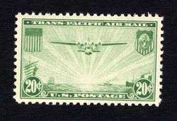 Trans-Pacific Air Mail - China Clipper - Green United States Postage Stamp