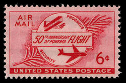50th Anniversary of Powered Flight - Progress - Security United States Postage Stamp