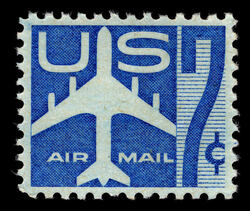 Silhouette of Jet Airliner - Blue United States Postage Stamp
