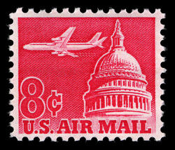 Jet Airliner Over Capitol United States Postage Stamp