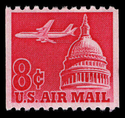 Jet Airliner Over Capitol - Vertical Imperforate United States Postage Stamp