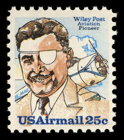 Wiley Post - Large Head United States Postage Stamp | Aviation Pioneers