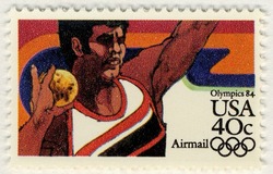 Shot Put United States Postage Stamp | Summer Olympics 84 - Airmail