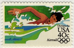 Swimming United States Postage Stamp | Summer Olympics 84 - Airmail