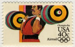 Weight Lifting United States Postage Stamp | Summer Olympics 84 - Airmail
