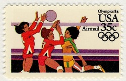 Volleyball United States Postage Stamp | Summer Olympics 84 - Airmail