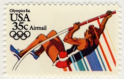 Pole Vaulting United States Postage Stamp | Summer Olympics 84 - Airmail
