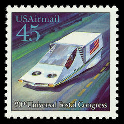 Air-Suspended Hover Car United States Postage Stamp | Future Mail Delivery - 20th Universal Postal Congress