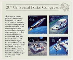 Future Mail Delivery - 20th Universal Postal Congress - Sheet of 4 Stamps United States Postage Stamp | Future Mail Delivery - 20th Universal Postal Congress