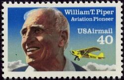 William T. Piper - Aviation Pioneer - Re-issue - Head Touches Top United States Postage Stamp