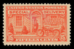 Messenger on Motorcycle - Special Delivery - Orange - Perf 11 United States Postage Stamp