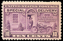 Messenger on Motorcycle - Special Delivery - Purple - Perf 11 -  X 10.5 United States Postage Stamp
