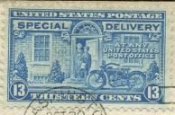 Messenger on Motorcycle - Special Delivery - Blue United States Postage Stamp