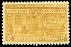Messenger on Motorcycle - Special Delivery - Yellow United States Postage Stamp