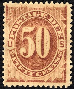 Postage Due - Number 50 - Brown United States Postage Stamp | Postage Due - First Release