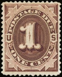 Postage Due - Number 1 - Deep Brown - Soft Paper United States Postage Stamp | Postage Due - First Release