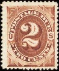 Postage Due - Number 2 - Deep Brown - Soft Paper United States Postage Stamp | Postage Due - First Release