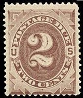 Postage Due - Number 2 - Red Brown United States Postage Stamp | Postage Due - First Release