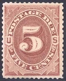 Postage Due - Number 5 - Red Brown United States Postage Stamp | Postage Due - First Release
