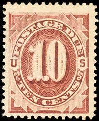 Postage Due - Number 10 - Red Brown United States Postage Stamp | Postage Due - First Release