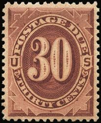 Postage Due - Number 30 - Red Brown United States Postage Stamp | Postage Due - First Release