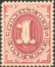 Postage Due - Number 1 - Bright Claret United States Postage Stamp | Postage Due - First Release