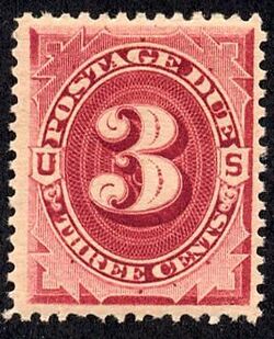 Postage Due - Number 3 - Bright Claret United States Postage Stamp | Postage Due - First Release