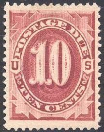Postage Due - Number 10 - Bright Claret United States Postage Stamp | Postage Due - First Release