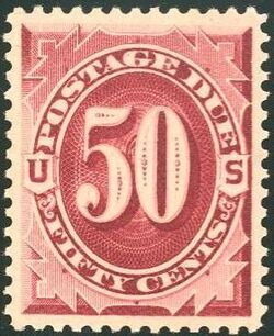 Postage Due - Number 50 - Bright Claret United States Postage Stamp | Postage Due - First Release