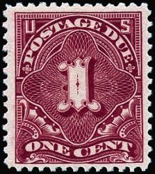 Postage Due - Number 1 - Deep Claret United States Postage Stamp | Postage Due - Second Release