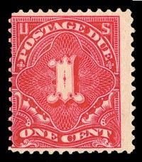 Postage Due - Number 1 - Vermillion United States Postage Stamp | Postage Due - Second Release