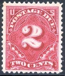 Postage Due - Number 2 - Vermilion United States Postage Stamp | Postage Due - Second Release