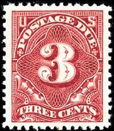Postage Due - Number 3 - Deep Claret United States Postage Stamp | Postage Due - Second Release