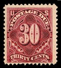 Postage Due - Number 30 - Deep Claret United States Postage Stamp | Postage Due - Second Release