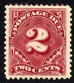 Postage Due - Number 2 - Deep Claret - Double Line Watermark United States Postage Stamp | Postage Due - Second Release