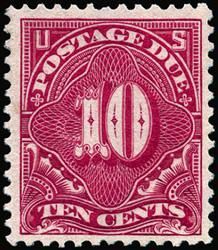 Postage Due - Number 10 - Deep Claret - Double Line Watermark United States Postage Stamp | Postage Due - Second Release