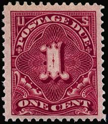 Postage Due - Number 1 - Deep Claret - Single Line Watermark United States Postage Stamp | Postage Due - Second Release