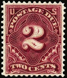 Postage Due - Number 2 - Deep Claret - Single Line Watermark United States Postage Stamp | Postage Due - Second Release
