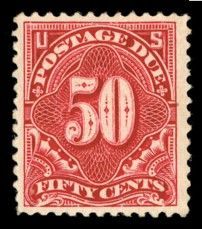 Postage Due - Number 50 - Deep Claret - Single Line Watermark United States Postage Stamp | Postage Due - Second Release