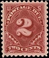 Postage Due - Number 2 - Carmine Lake United States Postage Stamp | Postage Due - Second Release